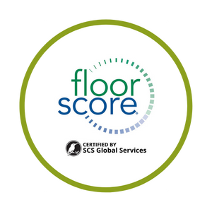 FloorScore certified by SCS Global Services logo - This hardwood flooring product has met the indoor air quality (IAQ) certification standard for hard surface flooring materials, adhesives, and underlayments. This seal indicates that the product has been independently certified by SCS to comply with the volatile organic compound emissions criteria of the California Section 01350 standard (CARB).
